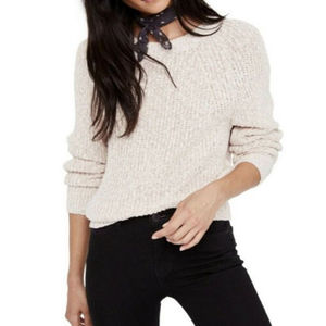 Free People Sweater Electric City Linen Cotton Blend Pale Pink chunky large